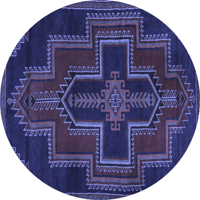 Round Machine Washable Persian Blue Traditional Rug, wshtr2384blu