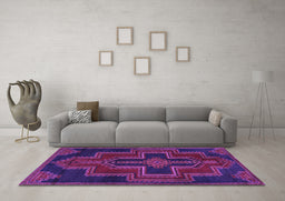 Machine Washable Persian Purple Traditional Area Rugs in a Living Room, wshtr2384pur