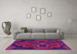 Machine Washable Persian Pink Traditional Rug in a Living Room, wshtr2384pnk