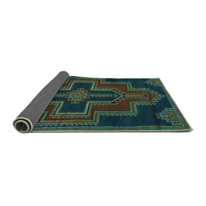 Sideview of Persian Turquoise Traditional Rug, tr2384turq