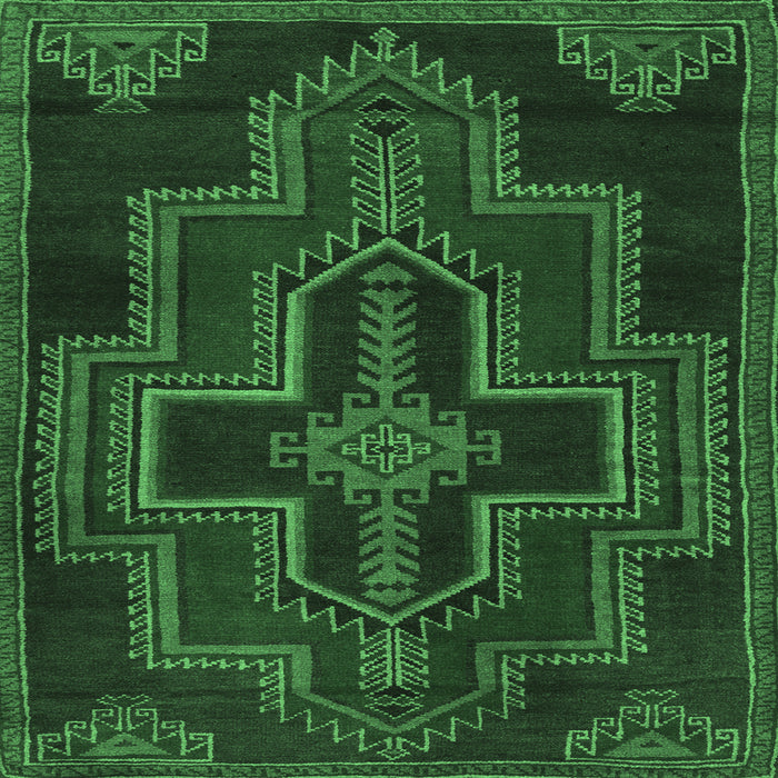 Square Machine Washable Persian Emerald Green Traditional Area Rugs, wshtr2384emgrn