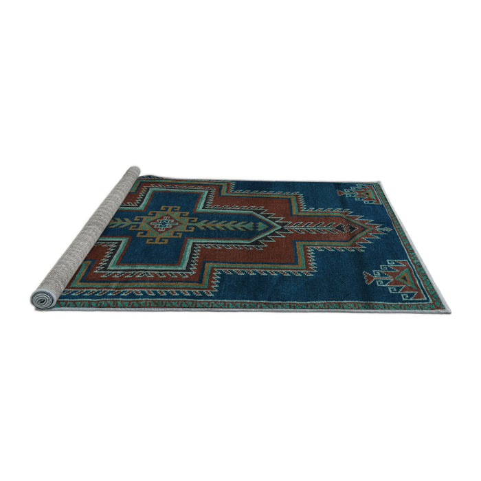 Sideview of Machine Washable Persian Light Blue Traditional Rug, wshtr2384lblu