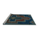 Sideview of Machine Washable Persian Light Blue Traditional Rug, wshtr2384lblu