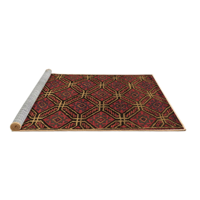 Sideview of Machine Washable Southwestern Brown Country Rug, wshtr2385brn