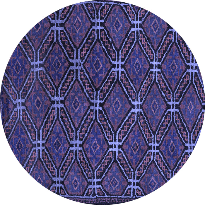Round Machine Washable Southwestern Blue Country Rug, wshtr2385blu