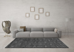 Machine Washable Southwestern Gray Country Rug in a Living Room,, wshtr2385gry
