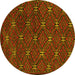 Round Machine Washable Southwestern Yellow Country Rug, wshtr2385yw