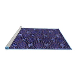 Sideview of Machine Washable Southwestern Blue Country Rug, wshtr2385blu