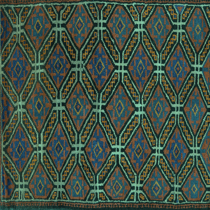 Square Southwestern Turquoise Country Rug, tr2385turq