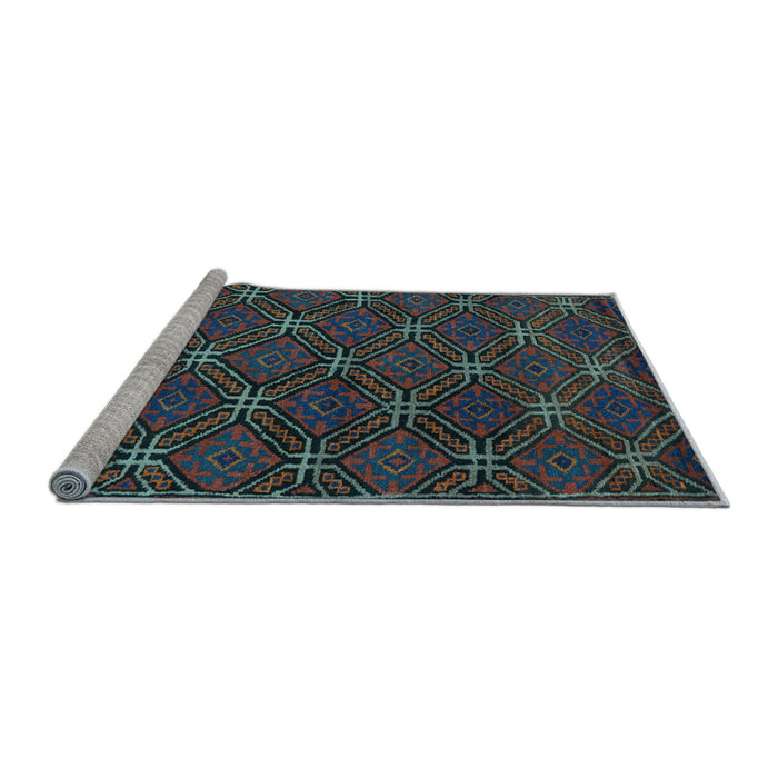 Sideview of Machine Washable Southwestern Light Blue Country Rug, wshtr2385lblu