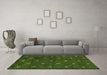 Machine Washable Southwestern Green Country Area Rugs in a Living Room,, wshtr2385grn