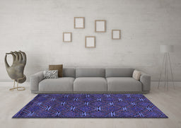 Machine Washable Southwestern Blue Country Rug in a Living Room, wshtr2385blu