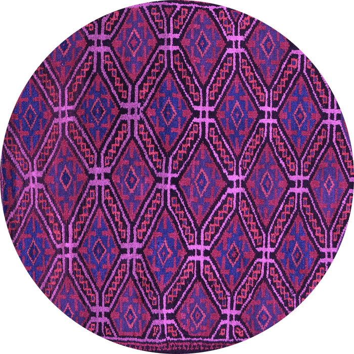Round Machine Washable Southwestern Purple Country Area Rugs, wshtr2385pur