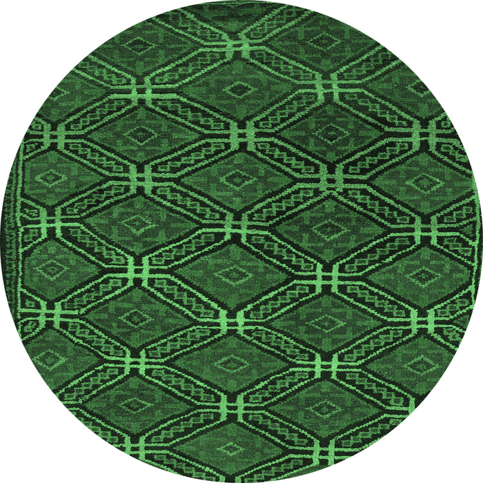 Round Southwestern Emerald Green Country Rug, tr2385emgrn
