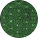 Round Southwestern Emerald Green Country Rug, tr2385emgrn