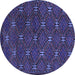 Round Southwestern Blue Country Rug, tr2385blu