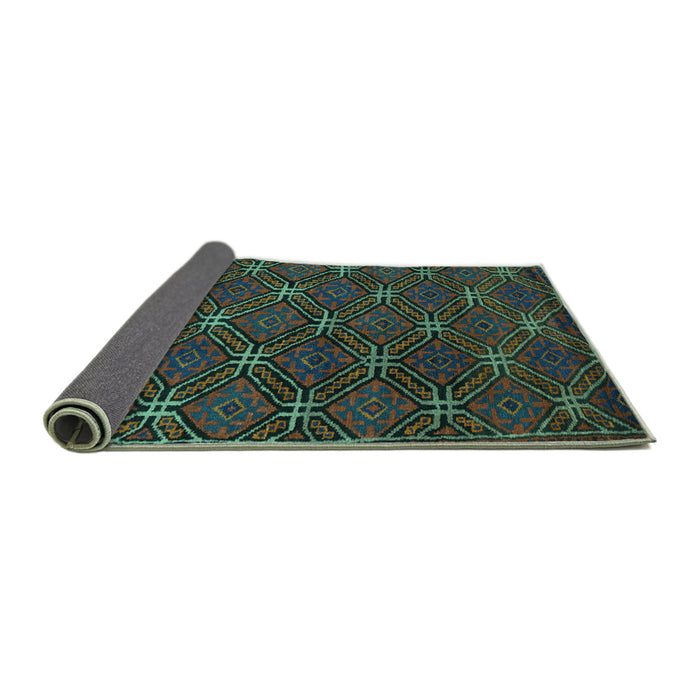 Sideview of Southwestern Turquoise Country Rug, tr2385turq