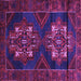 Square Machine Washable Persian Purple Traditional Area Rugs, wshtr2386pur