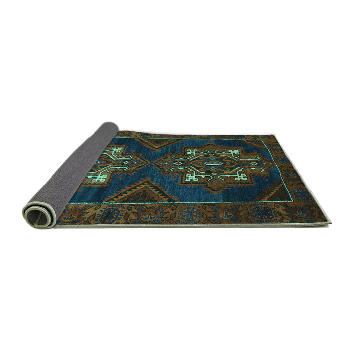 Sideview of Persian Turquoise Traditional Rug, tr2386turq