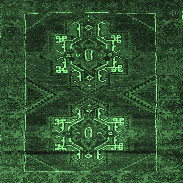 Square Persian Emerald Green Traditional Rug, tr2386emgrn