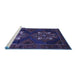 Sideview of Machine Washable Persian Blue Traditional Rug, wshtr2386blu