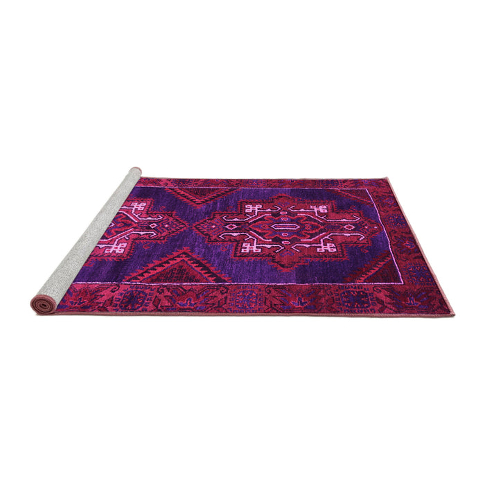 Sideview of Machine Washable Persian Pink Traditional Rug, wshtr2386pnk