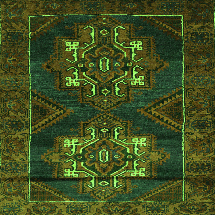 Round Machine Washable Persian Green Traditional Area Rugs, wshtr2386grn