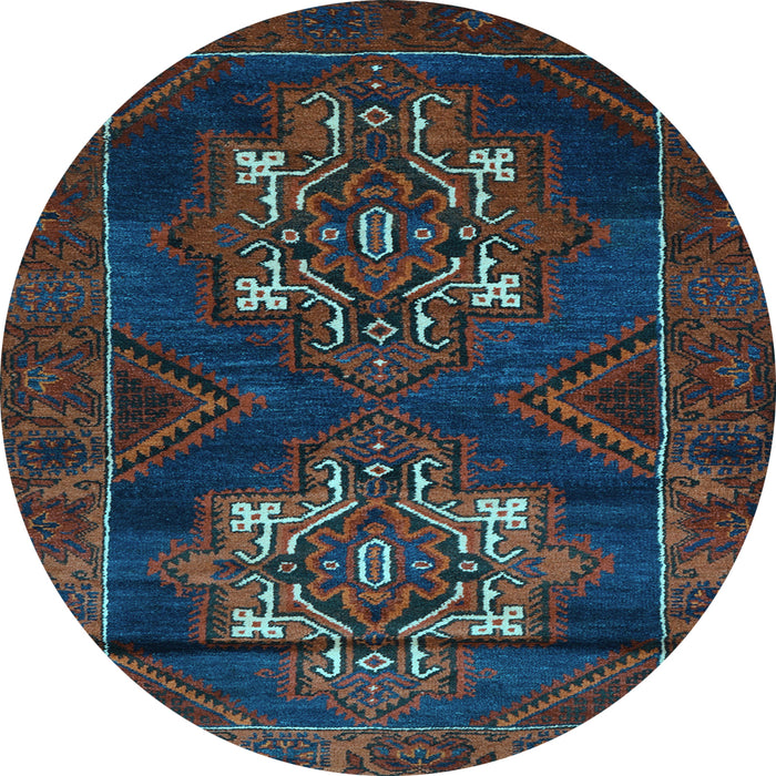 Round Machine Washable Persian Light Blue Traditional Rug, wshtr2386lblu