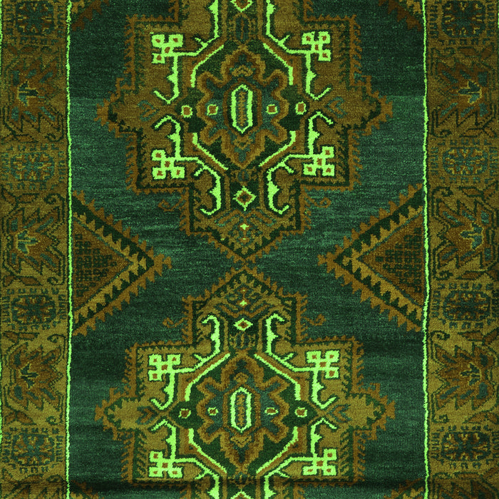 Serging Thickness of Machine Washable Persian Green Traditional Area Rugs, wshtr2386grn