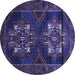 Round Persian Blue Traditional Rug, tr2386blu