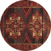 Round Persian Brown Traditional Rug, tr2386brn