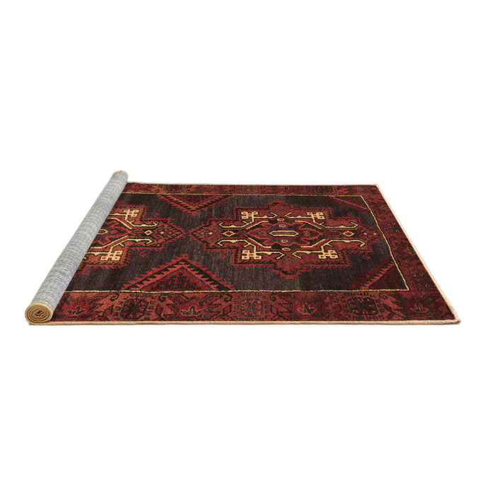 Sideview of Machine Washable Persian Brown Traditional Rug, wshtr2386brn