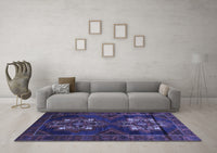 Machine Washable Persian Blue Traditional Rug, wshtr2386blu