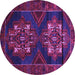 Round Persian Purple Traditional Rug, tr2386pur