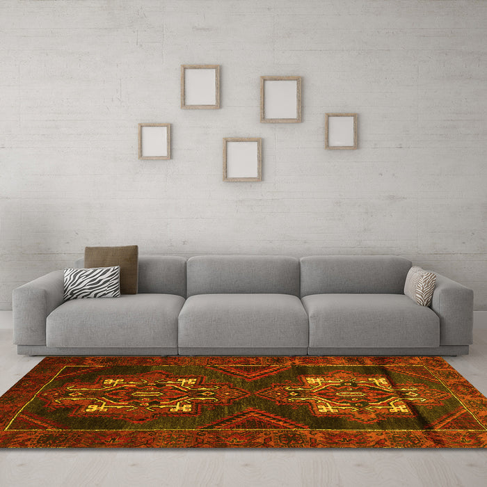 Machine Washable Persian Yellow Traditional Rug in a Living Room, wshtr2386yw