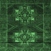 Square Machine Washable Persian Emerald Green Traditional Area Rugs, wshtr2386emgrn