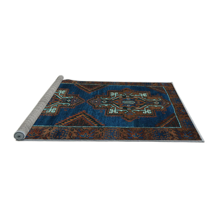 Sideview of Machine Washable Persian Light Blue Traditional Rug, wshtr2386lblu