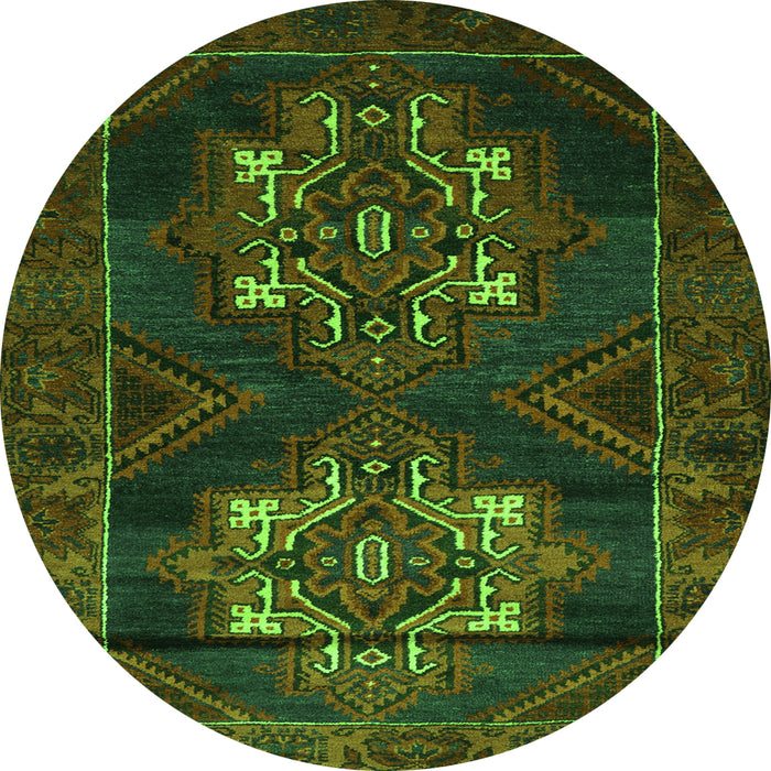 Square Persian Green Traditional Rug, tr2386grn