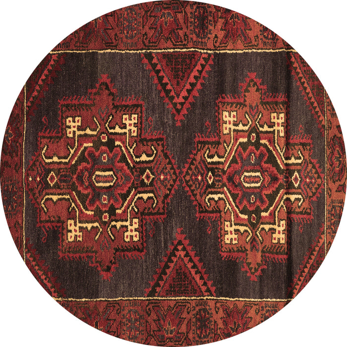 Round Machine Washable Persian Brown Traditional Rug, wshtr2386brn