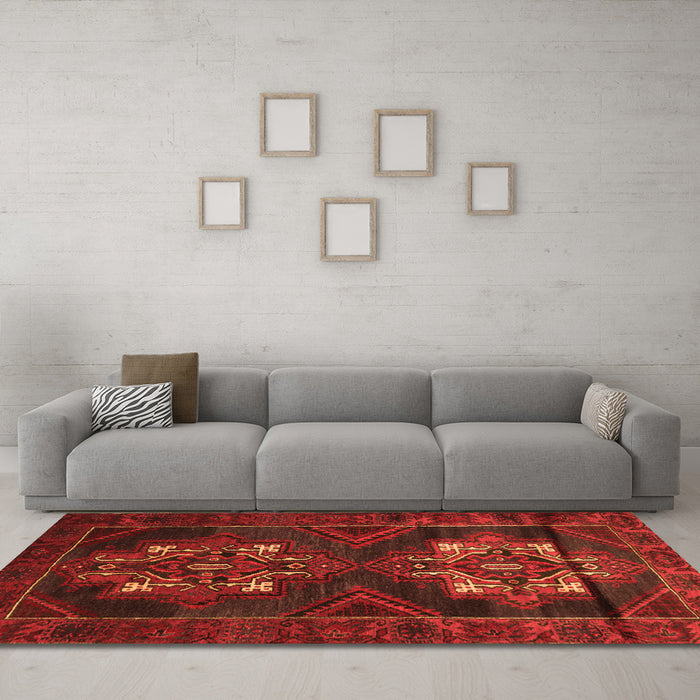 Machine Washable Persian Orange Traditional Area Rugs in a Living Room, wshtr2386org