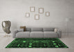 Machine Washable Southwestern Emerald Green Country Area Rugs in a Living Room,, wshtr2387emgrn