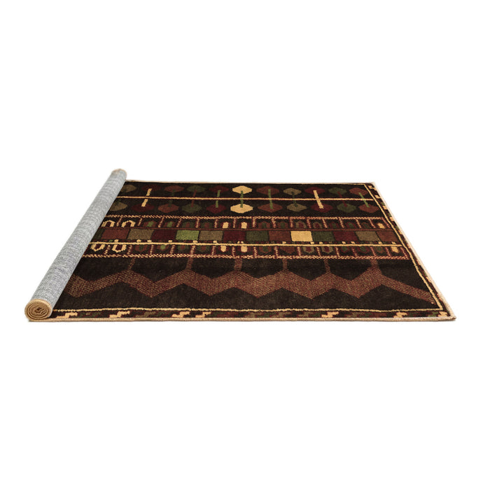 Sideview of Machine Washable Southwestern Brown Country Rug, wshtr2387brn