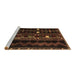 Sideview of Machine Washable Southwestern Brown Country Rug, wshtr2387brn