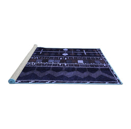 Sideview of Machine Washable Southwestern Blue Country Rug, wshtr2387blu
