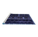 Sideview of Machine Washable Southwestern Blue Country Rug, wshtr2387blu