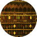 Round Southwestern Yellow Country Rug, tr2387yw