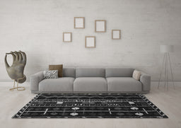 Machine Washable Southwestern Gray Country Rug in a Living Room,, wshtr2387gry