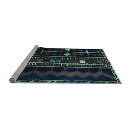 Sideview of Machine Washable Southwestern Light Blue Country Rug, wshtr2387lblu