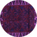 Round Machine Washable Persian Purple Traditional Area Rugs, wshtr2388pur