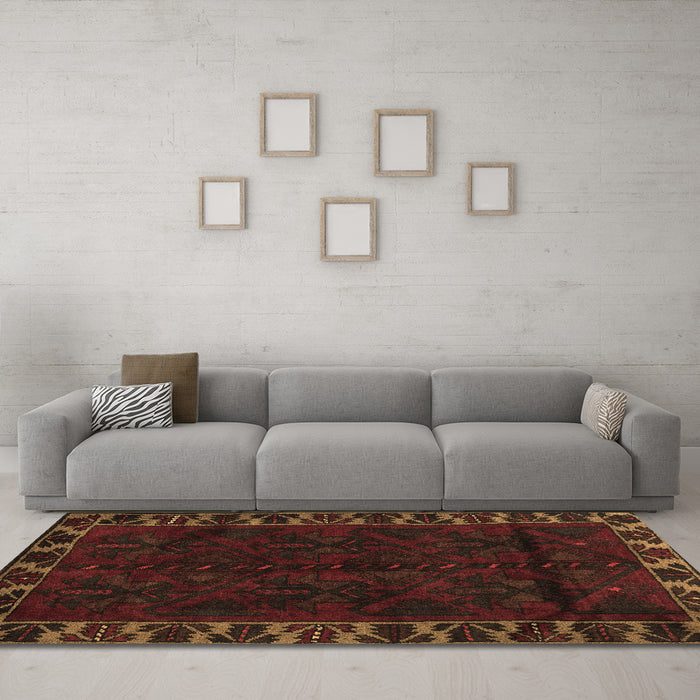 Machine Washable Persian Brown Traditional Rug in a Living Room,, wshtr2388brn